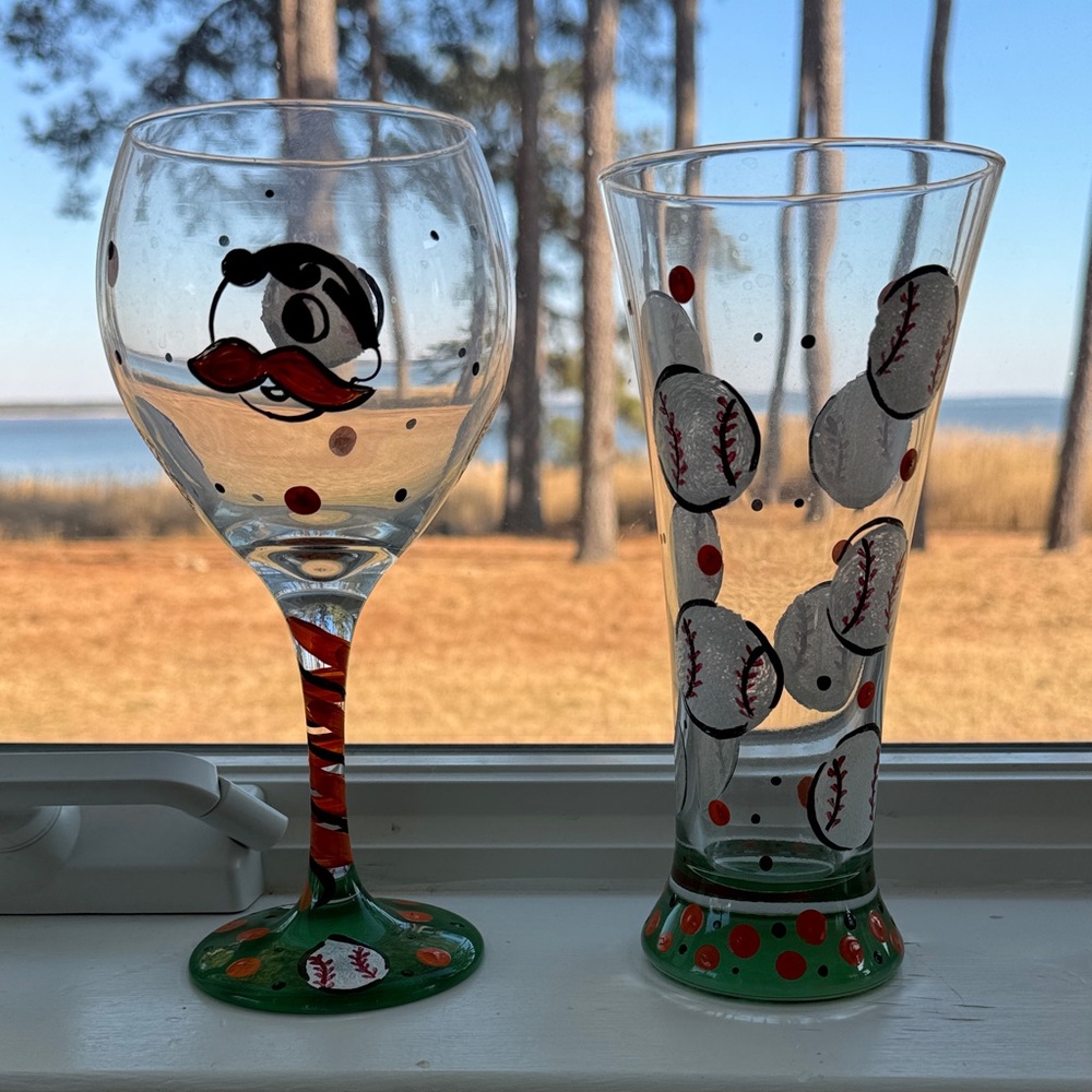 Baltimore Orioles Wine and Pint Glass Set, shot glasses, wine bottle stopper